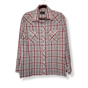 Vintage 70s Pearl Snap Rockabilly Jcpenney Large Plaid Thin Button Shirt Rat Pac